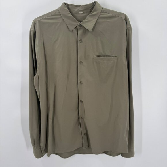 Lululemon Mens XL Olive Button-Front Long Sleeve Shirt With Chest Pocket - Picture 1 of 4